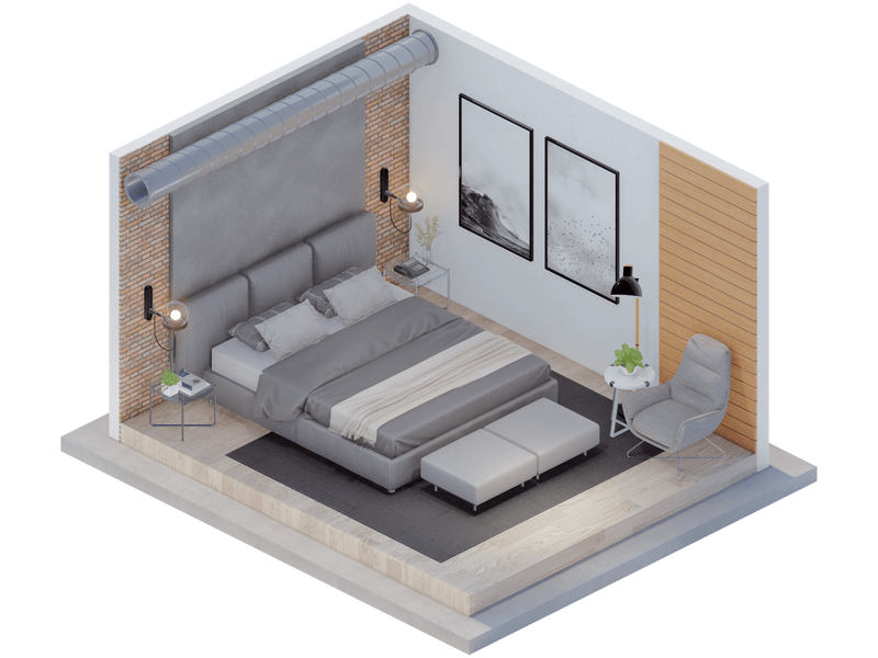 New York Industrial Bedroom