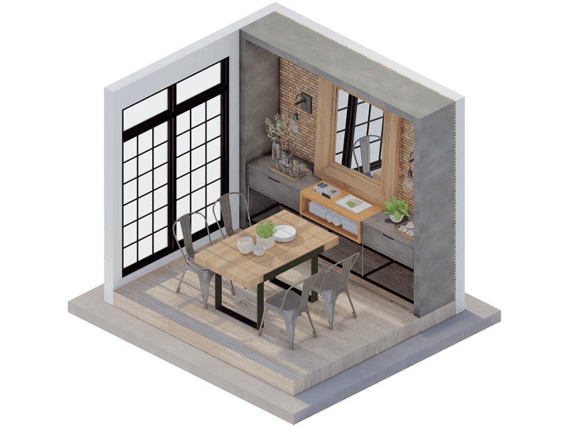 New York Industrial Dining Room