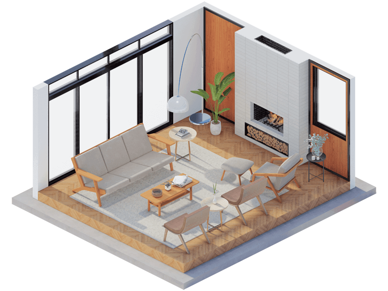 Eams Mid-Century Modern Fireplace