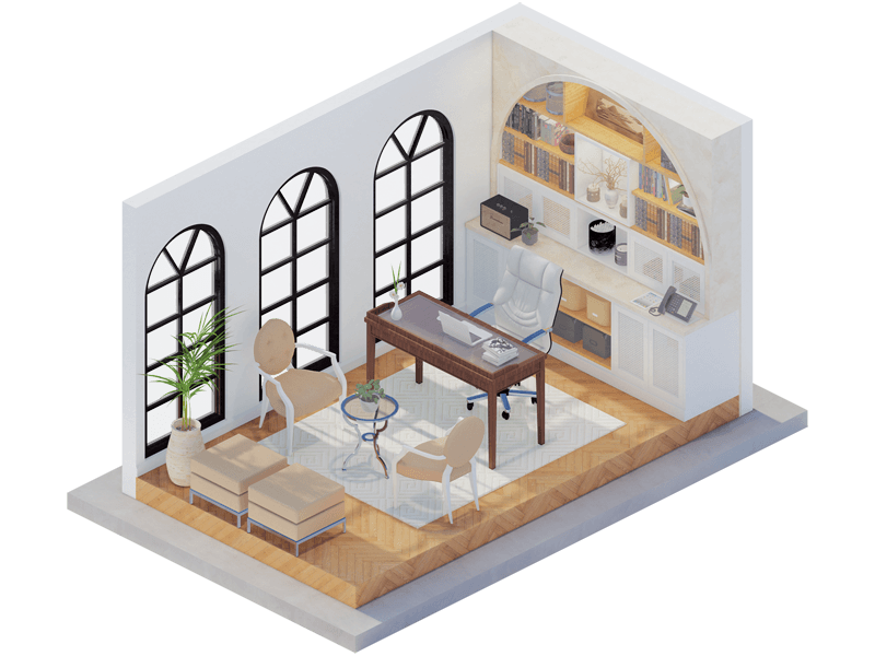 Spanish Mediterranean Home Office