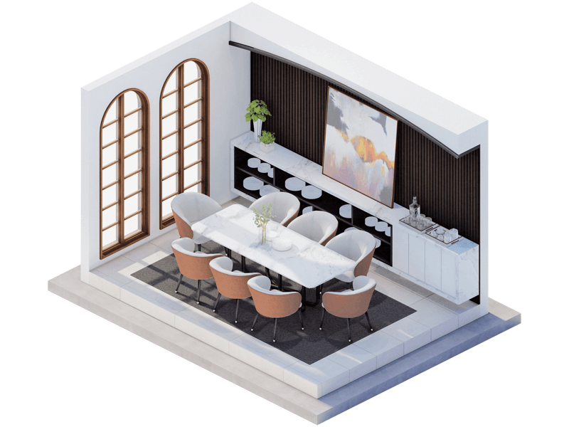 Modern Mediterranean Dining Room