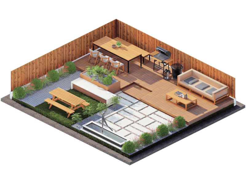 Mansfield Mid-Century Modern Backyard