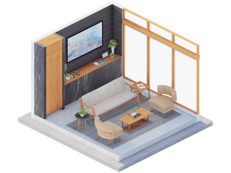 Mansfield Mid-Century Modern Living Room